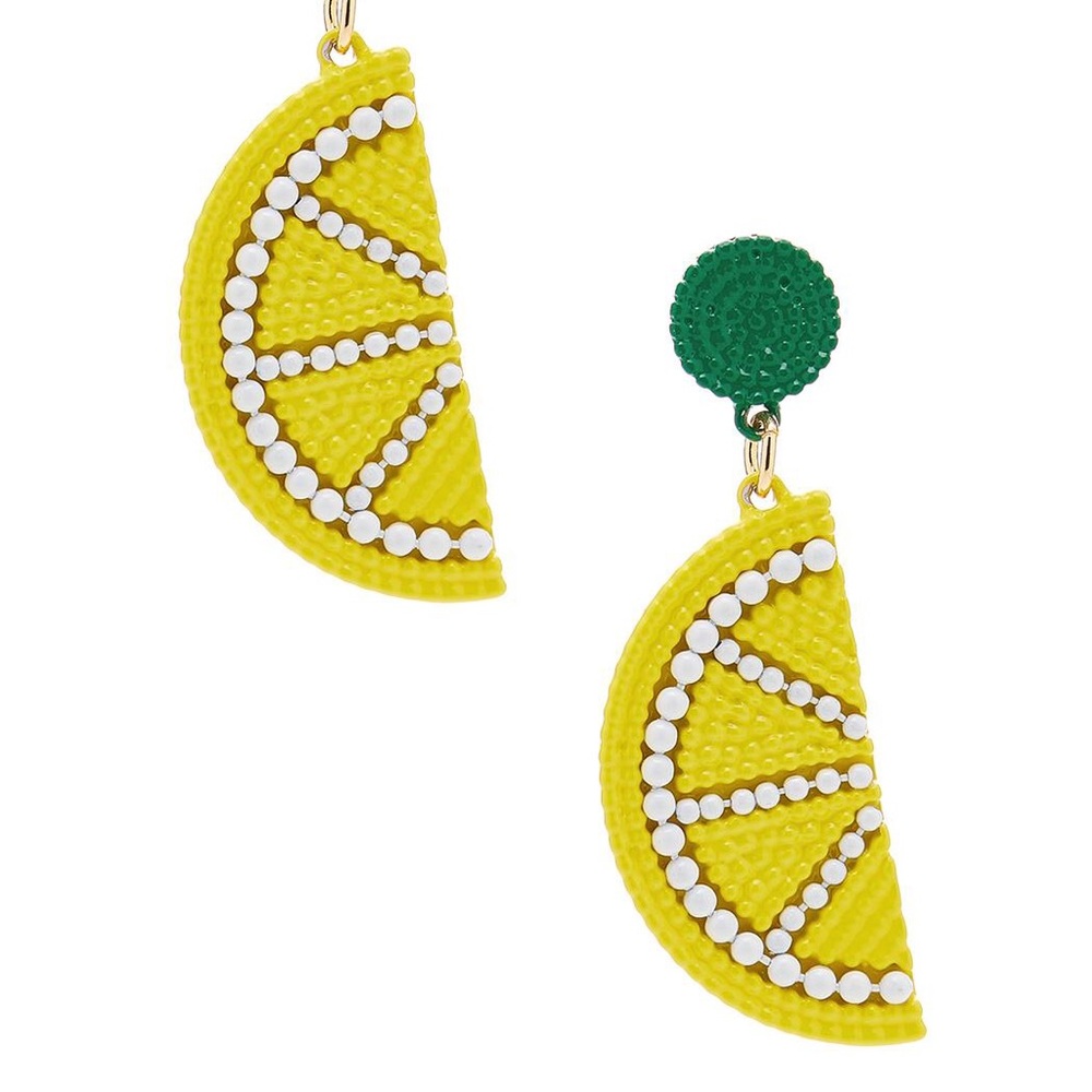 Lemon slice dangling earrings